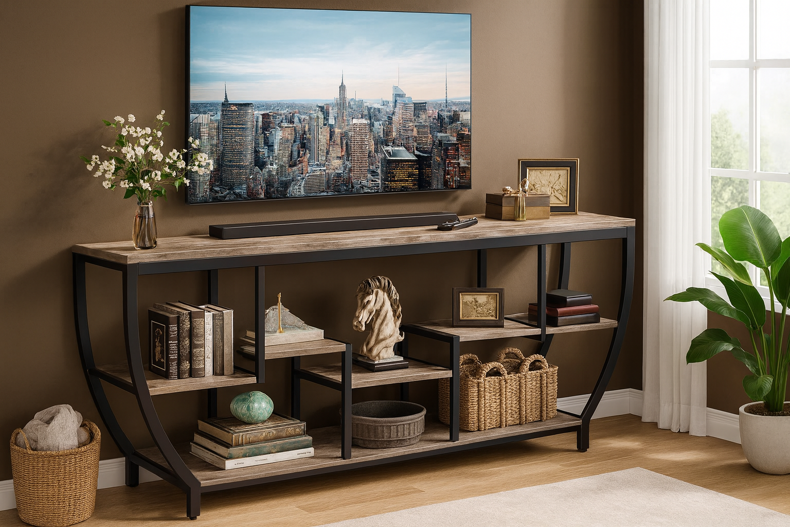 Rustic Farmhouse Entertainment Center for Large TVs